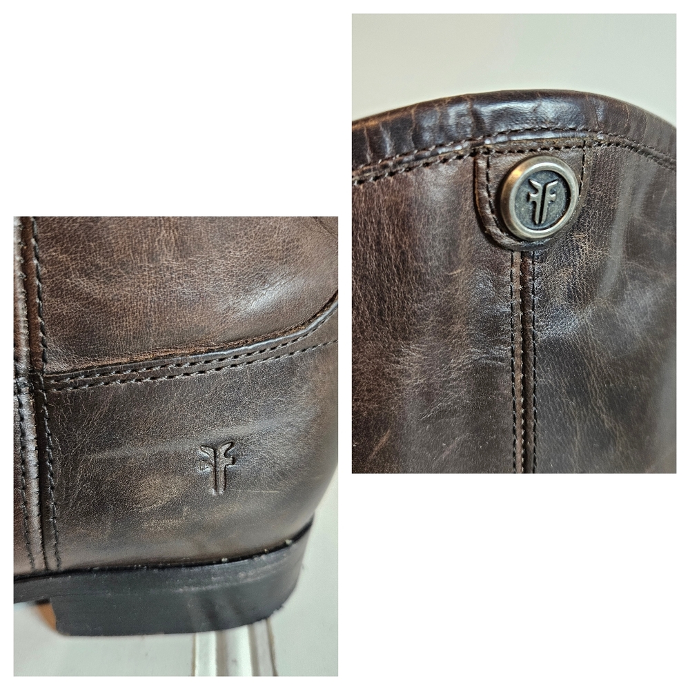 Frye Brown Melissa Button Leather Riding Boots Women’s 8 Knee High Equestrian - Picture 9 of 16